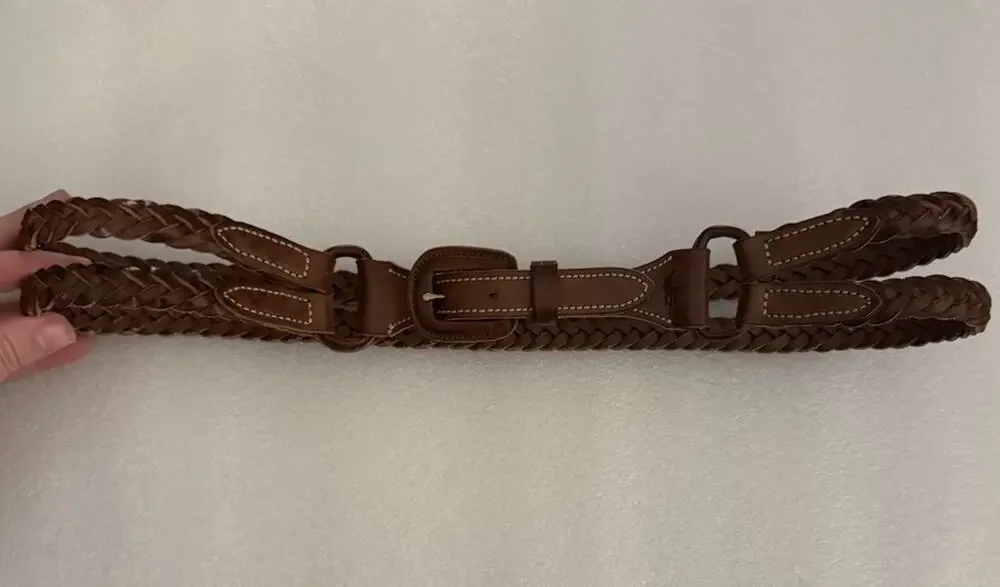 VTG Polo Ralph Lauren Brown Leather Braided Equestrian Western Belt M